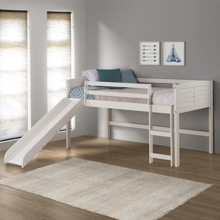 Kd Gabinetes PD-790ATW-785W Twin Size Louver Low Loft with Slide in White KD3177766